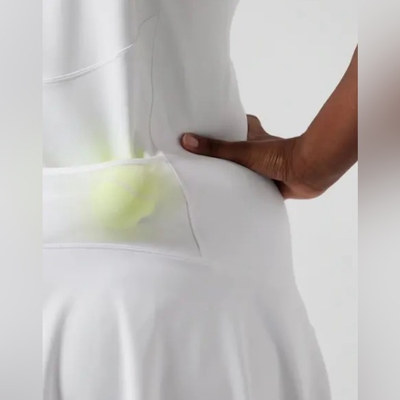 Athleta Ace Tennis Front Zip-Down Dress Spandex White Women Size Medium NWT - Picture 2 of 15